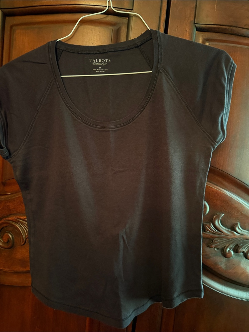 Talbots Black Short-Sleeve Scoop Neck Tee